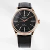 Rolex Replica Cellini Rose-Gold Case Number/Stick Markers With Black Dial Black Leather Strap