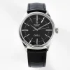 Rolex Replica Cellini Silver Case Number/Stick Markers With Black Dial Black Leather Strap