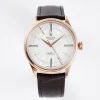 Rolex Replica Cellini Rose-Gold Case Number/Stick Markers With White Dial Black Leather Strap