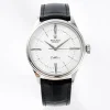 Replica Rolex Cellini Silver Case Number/Stick Markers With White Dial Black Leather Strap