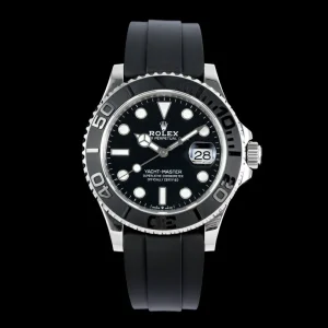Rolex Replica Yachtmaster 42mm White Gold  Rubber Strap Watches