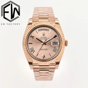 Rolex Replica Day-Date Everose Gold Dial 40mm Steel Bracelet Watches