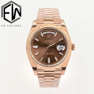 Rolex Replica Day-Date Everose Brown Dial 40mm Steel Bracelet Watches