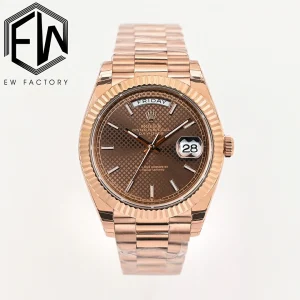 Rolex Replica Day-Date Everose Gold Brown Dial 40mm Steel Bracelet Watches