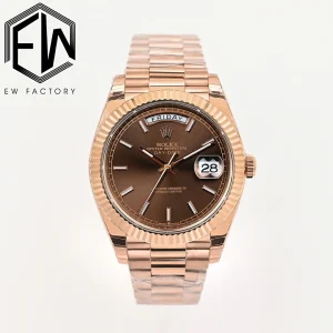 Rolex Replica Day-Date Everose Gold Brown Dial 40mm Steel Bracelet Watches