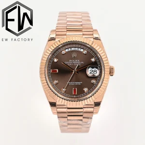Rolex Replica Day-Date Everose Gold Brown Dial 40mm Steel Bracelet Watches