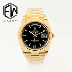 Rolex Day-Date Steel Black Dial 40mm Steel Bracelet Replica Watches