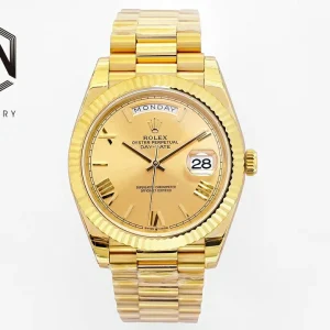 Rolex Replica Day-Date Steel Full Gold Dial 40mm Steel Bracelet Watches