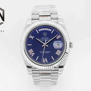 Rolex Replica Day-Date Steel Dark Blue Dial 40mm Steel Bracelet Watches