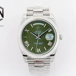 Rolex Replica Day-Date Steel Green Dial 40mm Steel Bracelet Watches