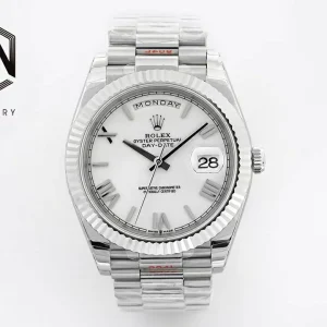 Rolex Replica Day-Date Steel White Dial 40mm Steel Bracelet Watches