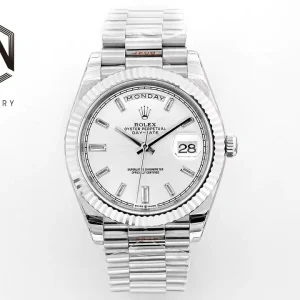 Rolex Replica Day-Date Steel White Dial 40mm Steel Bracelet Watches