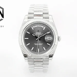 Replica Rolex Day-Date Steel Gray Dial 40mm Steel Bracelet Watches