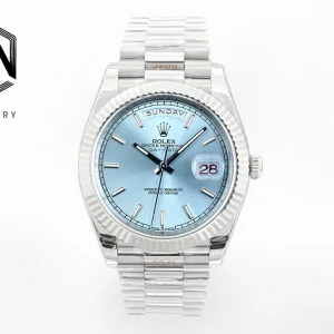 Rolex Day-Date Replica Steel Light Blue Dial 40mm Steel Bracelet Watches