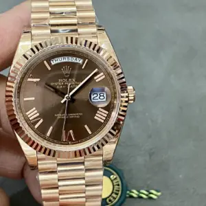 Replica Rolex Day-Date 228235 Rose Gold Brown with Day and Date Display
