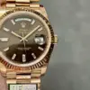 Replica Rolex Day-Date 40 Rose Gold Chocolate Baguette Diamond Dial 228235