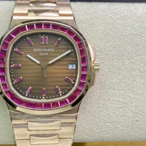 Replica Patek Philippe Nautilus 5723 - Brown Dial With Diamond Bezel and Markers