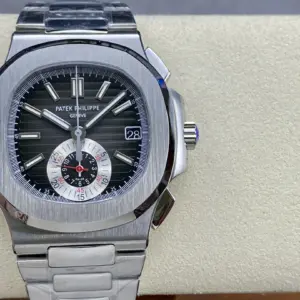 Replica Patek Philippe Nautilus 5980 Chronograph - Black Dial And Stainless Steel Case