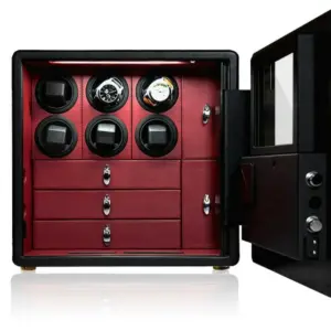 6 Watches Cabinet Winder Steel Safety With LCD Control Intelligent Alarm System