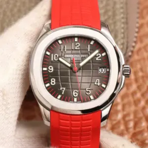 Replica Patek Philippe Aquanaut 5165a - Red Rubber Strap 1:1 Superclone