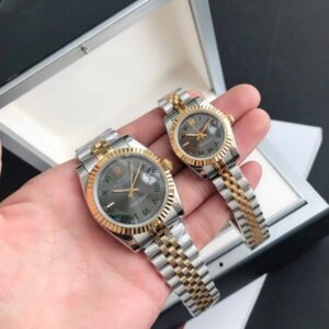 Replica Rolex Datejust 36/28mm Jubilee Grey Dial with Roman Markers Couple Watches