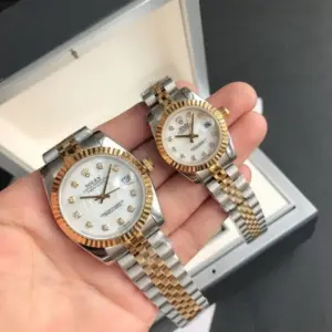 Replica Rolex Datejust 36/28mm Jubilee White Dial with Diamond Markers Couple Watches