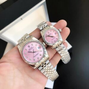 Replica Rolex Datejust 36/28mm Jubilee Pink Dial with Diamond Markers Couple Watches