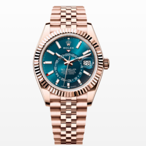 Replica 2024 Rolex Sky-Dweller Rose Gold Jubilee Blue-Green dial 42MM Watch