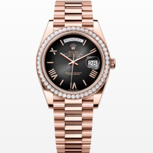Replica 2024 Rolex Day-Date Diamond Bezel 40MM Rose Gold Watch