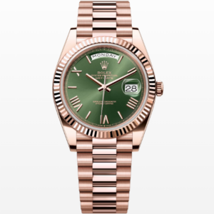 Replica Rolex Day-Date Olive Green Dial 40MM Rose Gold Watch