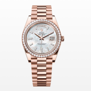 Replica Rolex Day-Date White MOP Dial Diamond Bezel 40MM Watch