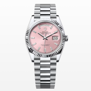 Replica Rolex Day-Date Pink Dial Fluted Bezel 36MM Watch