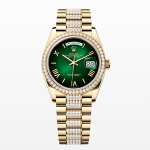 Replica Rolex Day-Date Green Ombré Dial 36MM Yellow Gold Diamond Watch