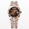 Replica Rolex Day-Date Brown Ombré Dial Fluted Bezel 36MM Rose Gold Watch