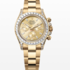 Replica Rolex Cosmograph Daytona Golden Dial 40MM Diamond Bezel Yellow Gold Watch