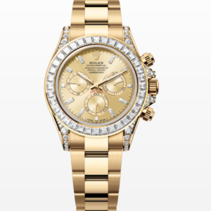 Replica Rolex Cosmograph Daytona Golden Dial 40MM Diamond Bezel Yellow Gold Watch